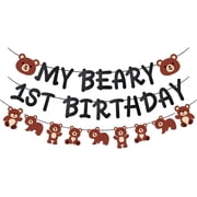 My Beary 1st Birthday Banner for Teddy Bear First Birthday Bear Themed 1st Birthday Decorations for Birthday Baby Shower Backdrop Decoration Supplies
