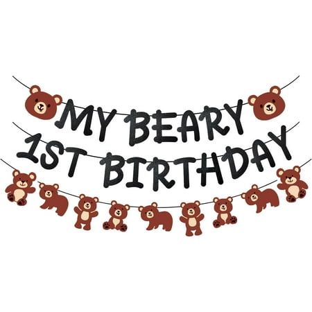 My Beary 1st Birthday Banner for Teddy Bear First Birthday Bear Themed 1st Birthday Decorations for Birthday Baby Shower Backdrop Decoration Supplies