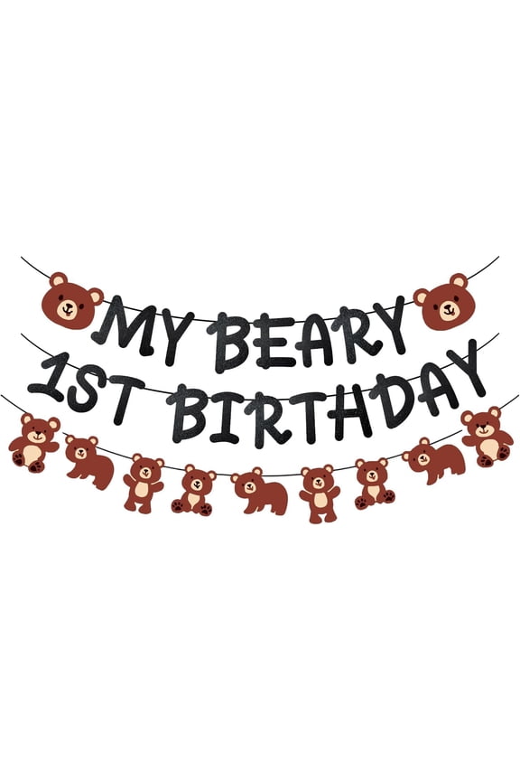 My Beary 1st Birthday Banner for Teddy Bear First Birthday Bear Themed 1st Birthday Decorations for Birthday Baby Shower Backdrop Decoration Supplies