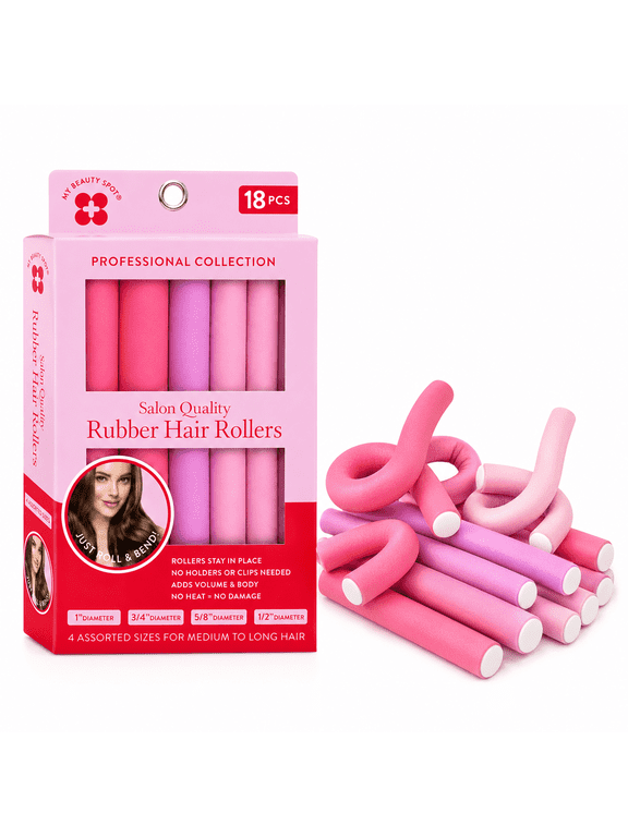 Flexi Rods for Long Hair, 18-Piece Heatless Curlers