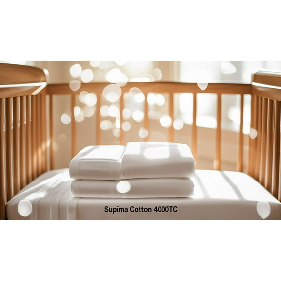 My Bed Linens' American SUPIMA Cotton 600TC, White, Breathable, Skin Friendly, Eczema Comforting & Soft Crib Sheets
