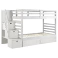 thumbnail image 1 of My Bed Now Everest Twin-over-Twin 2-Drawer Wood Bunk Bed w/ Staircase in White, 1 of 6