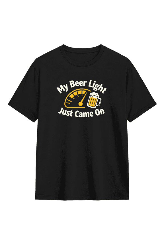 My Beer Light Just Came On Beer Gauge Cool Graphic Tee for Men, Funny BBQ Cotton Short Sleeves T-Shirt