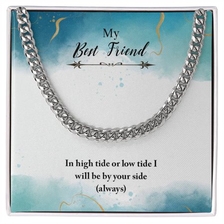 My Best Friend, Cuban Link Chain - Stainless Steel/ Yellow Plated - Message Card & Gift Box