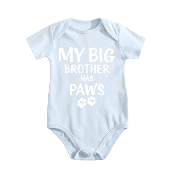 My Big Brother Has Paws Baby Bodysuit Cute Funny Newborn Outfit Adorable Clothes Girl Baby Blue-style 3-6M