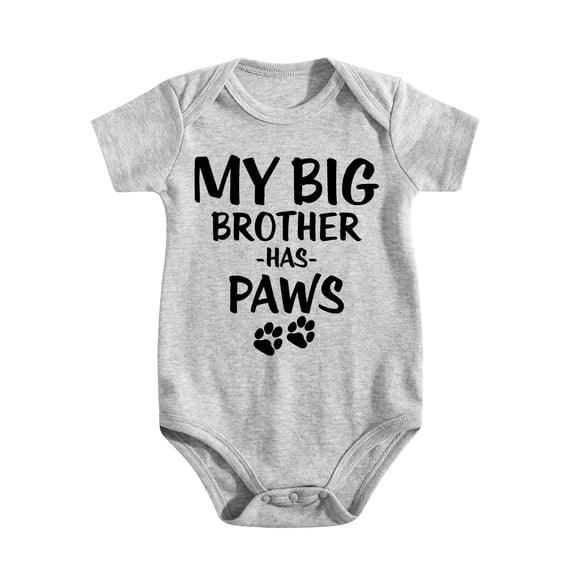 My Big Brother Has Paws Baby Bodysuit Cute Funny Newborn Outfit Adorable Clothes Girl Light Gray-style-1 9-12M
