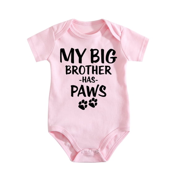 My Big Brother Has Paws Baby Bodysuit Cute Funny Newborn Outfit Adorable Clothes Girl Medium Pink-style-1 3-6M
