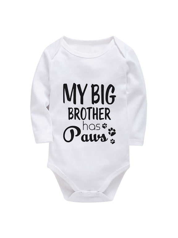 My Big Brother Has Paws Outfits Newborn Girl Long Sleeve Baby Girl Hospital Outfit White 6 Month Baby Suit