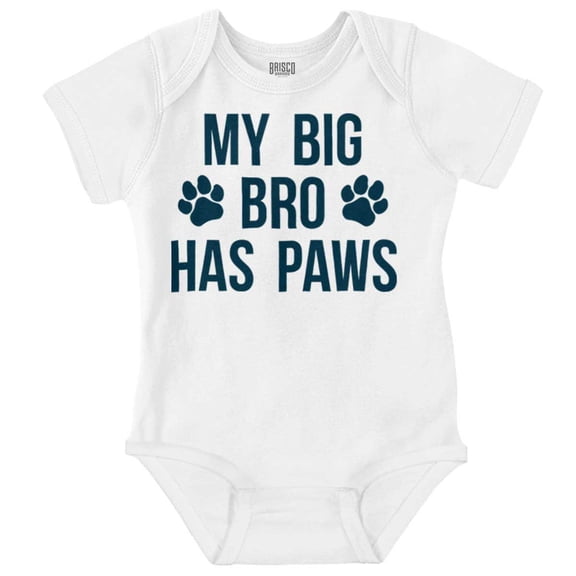 My Big Brother Has Paws Romper Boys or Girls Infant Baby Brisco Brands NB