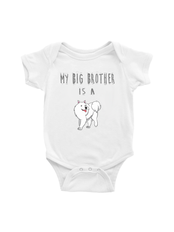 My Big Brother Is A American Eskimo Dog Cute Baby Clothing Bodysuits Boy Girl Unisex