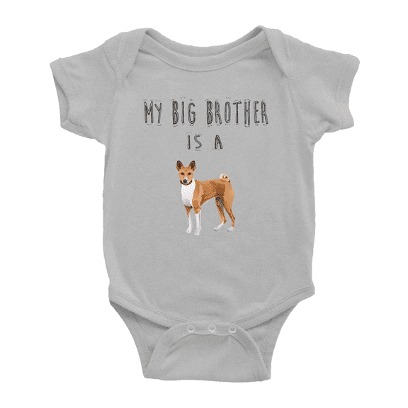 My Big Brother Is A Basenji Dog Funny Baby Clothes Bodysuit Infant Boy Girl Unisex