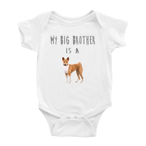 My Big Brother Is A Basenji Dog Funny Baby Clothes Bodysuit Infant Boy Girl Unisex
