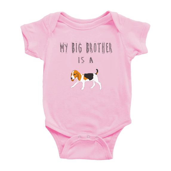 My Big Brother Is A Beagle Dog Funny Baby Bodysuit Boy Girl Unisex