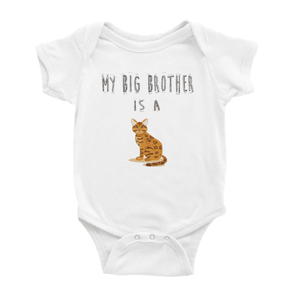 My Big Brother Is A Bengal Cat Cute Baby Bodysuit For Boy Girl