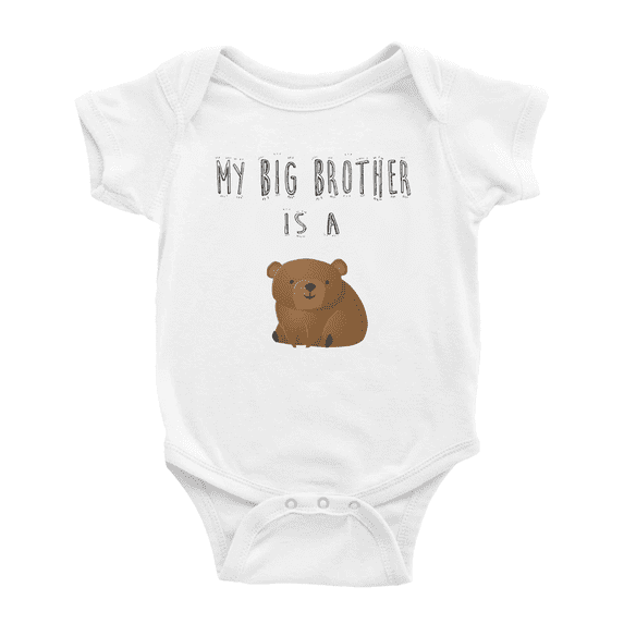 My Big Brother Is A Brown Bear Funny Baby Bodysuit Boy Girl