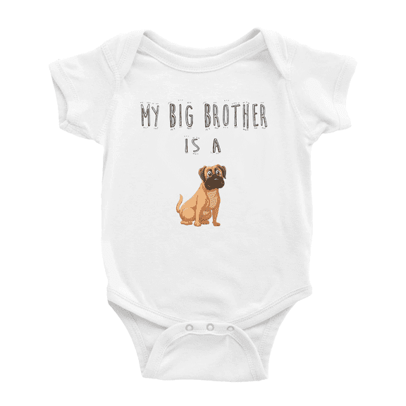 My Big Brother Is A Bullmastiff Dog Cute Baby Bodysuit Boy Girl Unisex