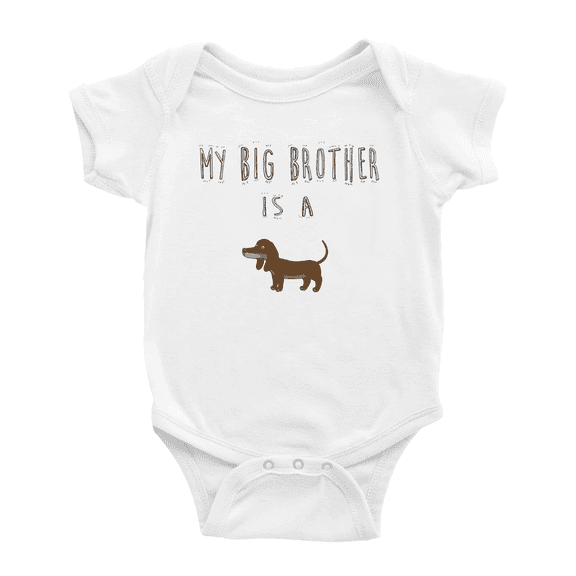 My Big Brother Is A Dachshund Dog Cute Baby Bodysuit Boy Girl Unisex