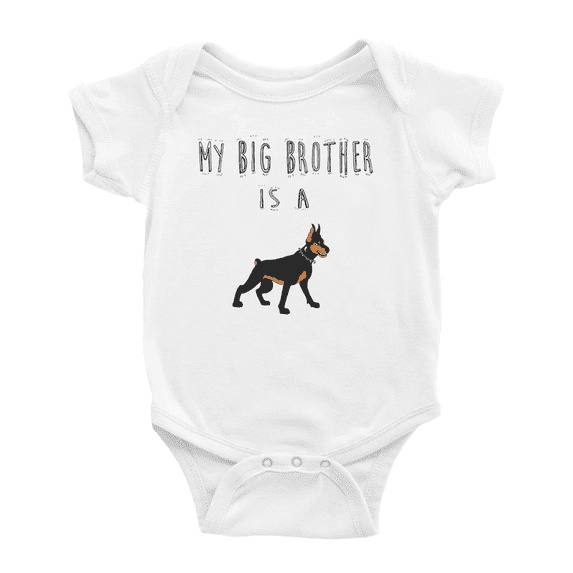 My Big Brother Is A Doberman Dog Cute Baby Rompers Boy Girl Newborn Clothes Unisex