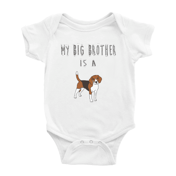 My Big Brother Is A English Foxhound Dog Funny Baby Bodysuit Boy Girl Unisex