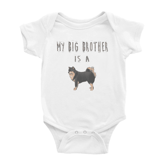My Big Brother Is A Finnish Lapphund Dog Cute Baby Clothing Bodysuits Boy Girl Unisex