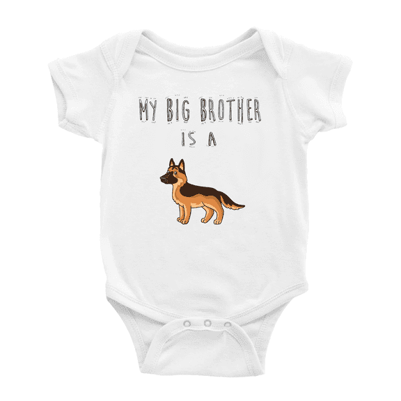 My Big Brother Is A German Shepherd Dog Funny Baby Short Sleeve Bodysuit Newborn-24 Months