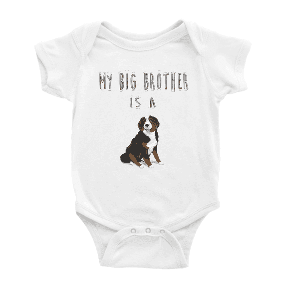My Big Brother Is A Great Swiss Mountain Dog Cute Baby Clothing Bodysuits Boy Girl Unisex