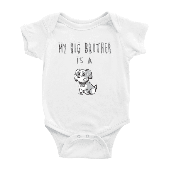 My Big Brother Is A Havanese Dog Funny Baby Bodysuit Boy Girl Unisex