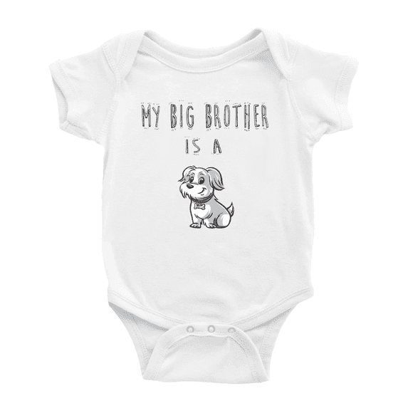 My Big Brother Is A Havanese Dog Funny Baby Bodysuit Boy Girl Unisex