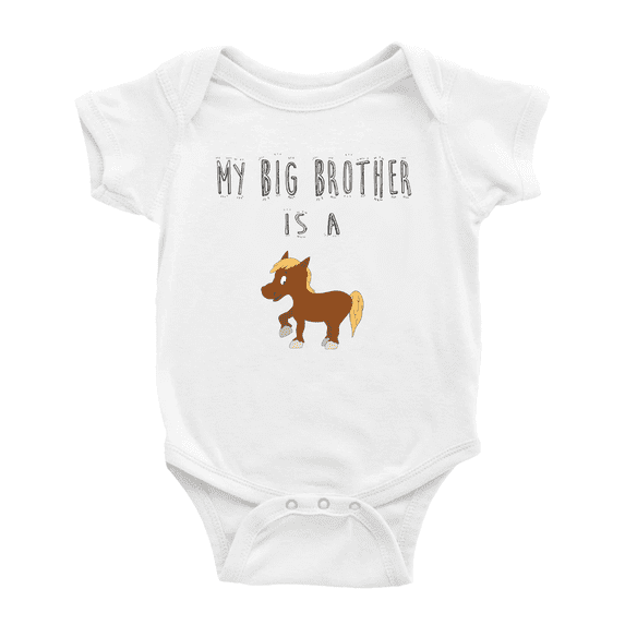 My Big Brother Is A Horse Funny Baby Bodysuit Boy Girl