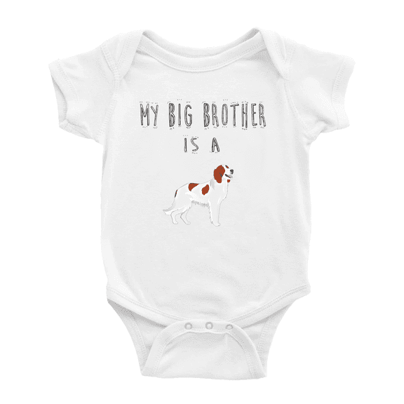 My Big Brother Is A Irish Red And White Setter Dog Cute Baby Clothing Bodysuits Boy Girl Unisex