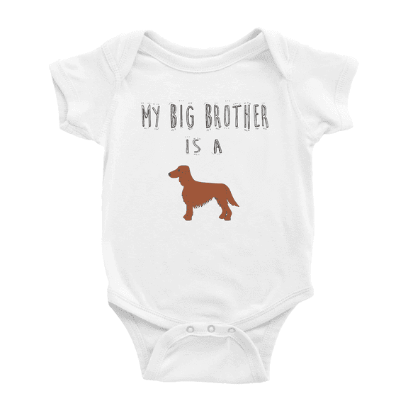 My Big Brother Is A Irish Setter Dog Funny Baby Clothing Bodysuits Boy Girl Unisex