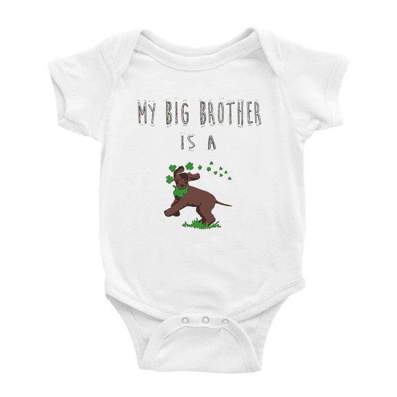 My Big Brother Is A Irish Water Spaniel Dog Baby Clothing Bodysuits Boy Girl Unisex