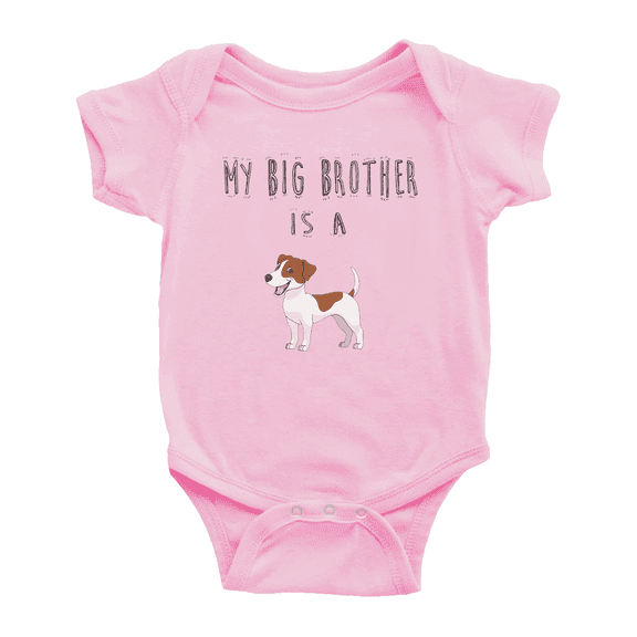 My Big Brother Is A Jack Russell Terrier Dog Funny Baby Bodysuit Boy Girl Unisex