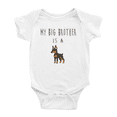 thumbnail image 1 of My Big Brother Is A Miniature Pinscher Dog Funny Baby Jumpsuit Boy Girl Unisex, 1 of 5