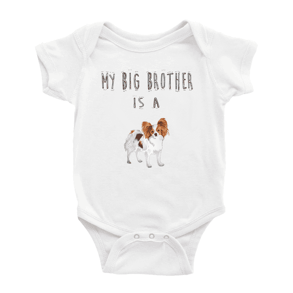 My Big Brother Is A Papillon Dog Cute Baby Clothing Bodysuits Boy Girl Unisex