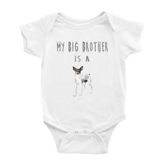 My Big Brother Is A RAT Terrier Dog Cute Baby Clothing Bodysuits Boy Girl Unisex