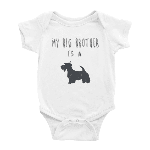 My Big Brother Is A Scottish Terrier Dog Funny Baby Clothing Bodysuits Boy Girl Unisex