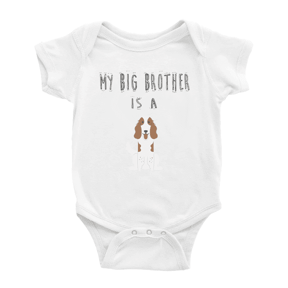 My Big Brother Is A Welsh Springer Spaniel Dog Funny Baby Clothing Bodysuits Boy Girl Unisex