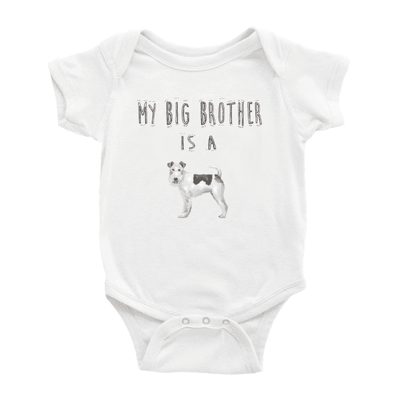 My Big Brother Is A Wire Fox Terrier Dog Funny Baby Clothing Bodysuits Boy Girl Unisex