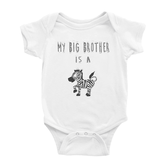 My Big Brother Is A Zebra Funny Baby Clothing Bodysuits Boy Girl