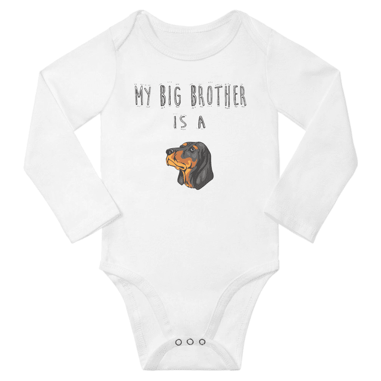 My Big Brother is a Black and Tan Coonhound Dog Cute Baby Long