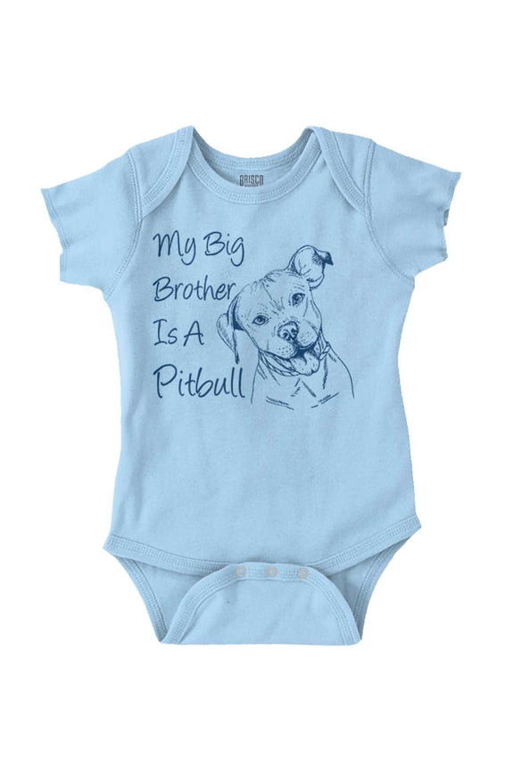 My Big Brother is a Pitbull Dog Lover Romper Boys or Girls Infant Baby Brisco Brands 6M