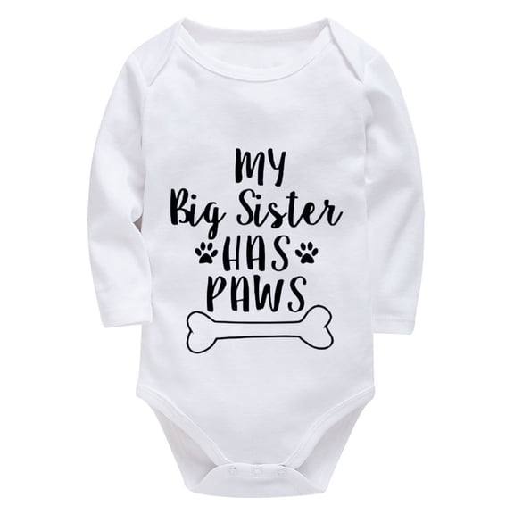 My Big Sister Has Paws Infant Boy Onesie Long Sleeve Come Home Outfit Newborn Boy White Baby Girls Romper