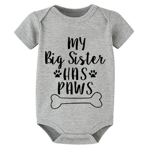 My Big Sister Has Paws Newborn Baby Boy Romper Short Sleeve Baby Boy Coming Home Outfits Newborn Baby Summer White 3-6 Month
