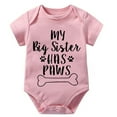 thumbnail image 1 of My Big Sister Has Paws Newborn Girls Outfits Short Sleeve Baby Boys Outfits White Rompers Baby Boy 6-9 Months, 1 of 2