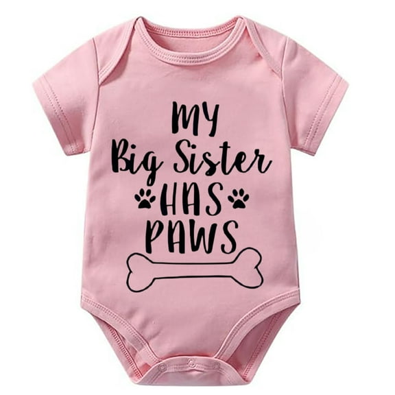 My Big Sister Has Paws Newborn Girls Outfits Short Sleeve Baby Boys Outfits White Rompers Baby Boy 6-9 Months
