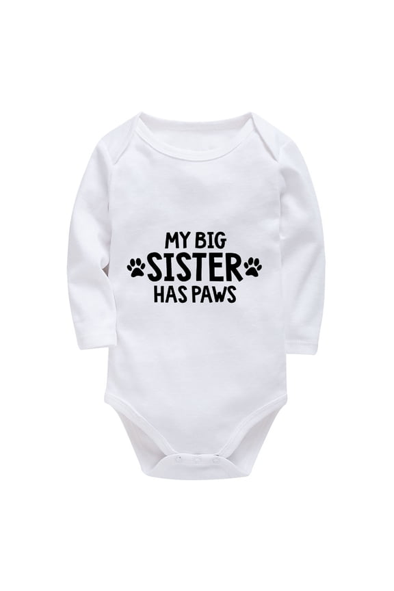My Big Sister Has Paws Outfit for Baby Girl Long Sleeve Cute Baby Girl Outfits White Baby Onsies3-6 Boy