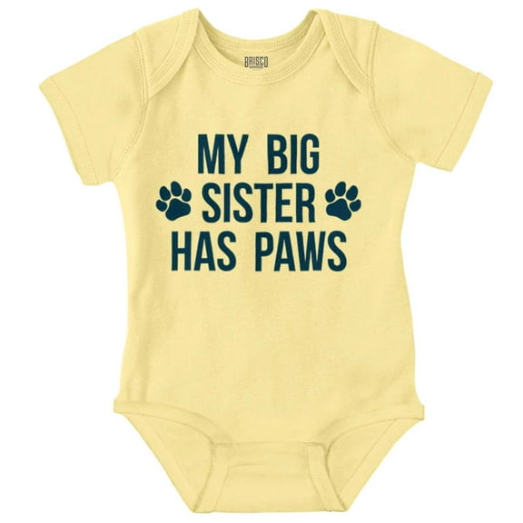 My Big Sister Has Paws Romper Boys or Girls Infant Baby Brisco Brands 12M