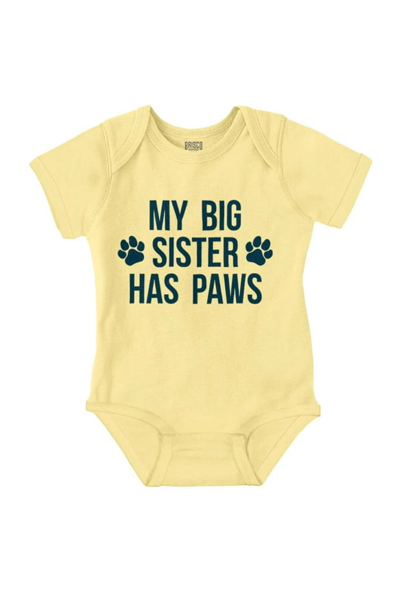 My Big Sister Has Paws Romper Boys or Girls Infant Baby Brisco Brands 12M