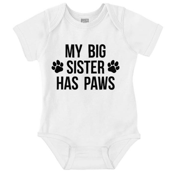 My Big Sister Has Paws Romper Boys or Girls Infant Baby Brisco Brands 24M